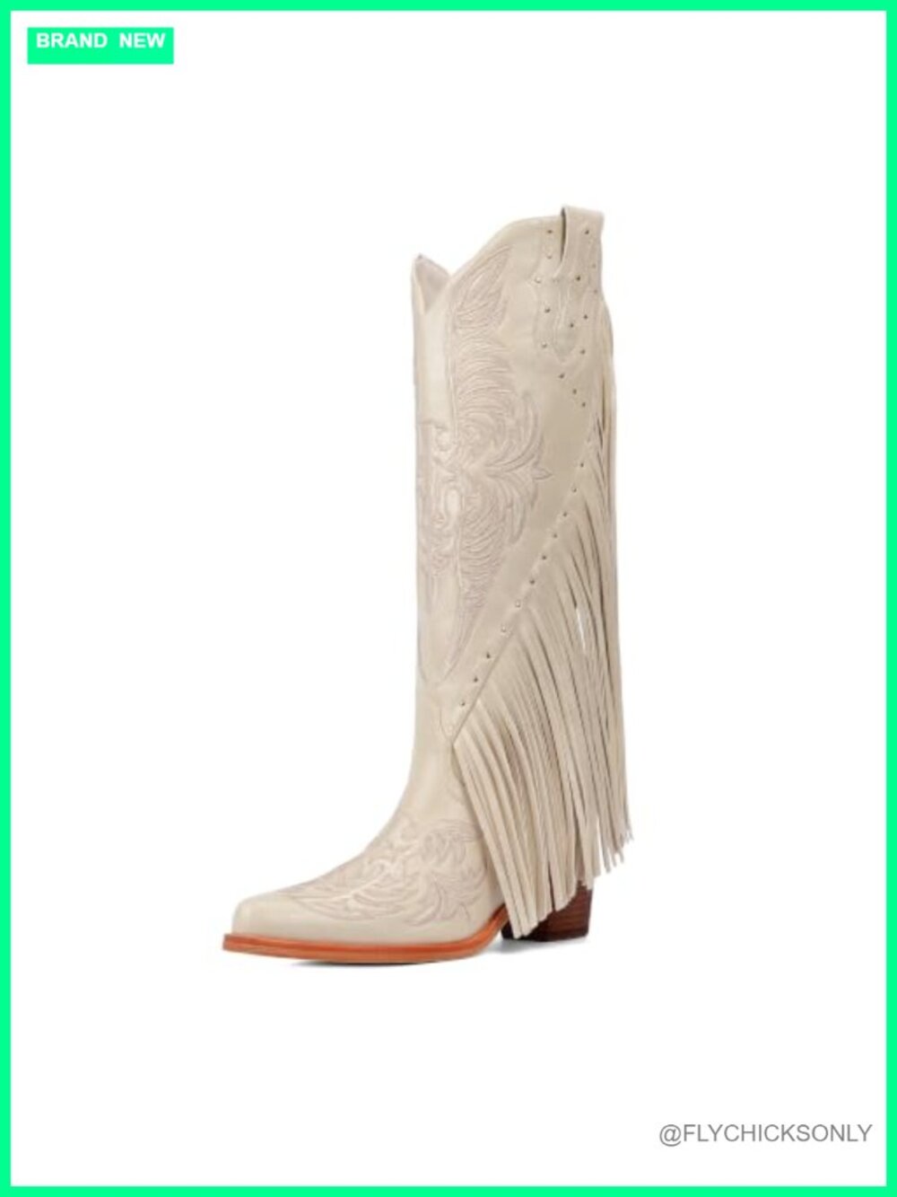 Faux Leather Fringe Cowgirl Western Knee High Boots Block Heel Studded